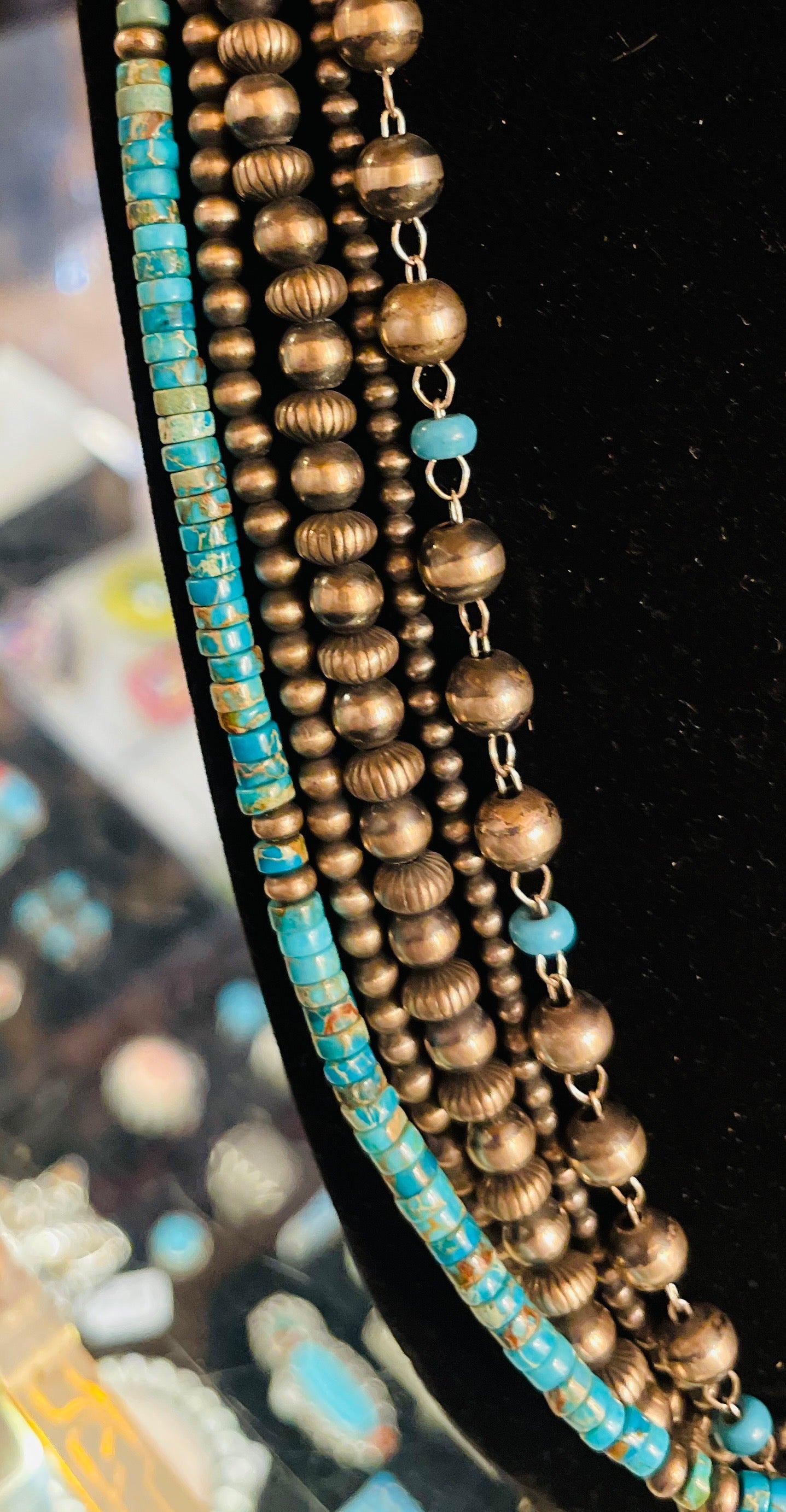 Navajo Silver Pearls Turquoise Necklace