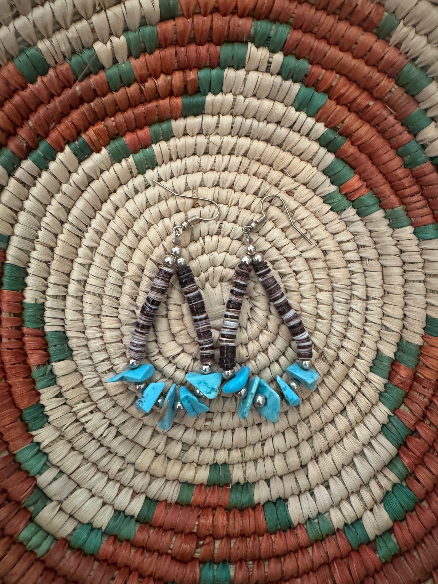 Turquoise & Heishi Beaded Hoop Earrings