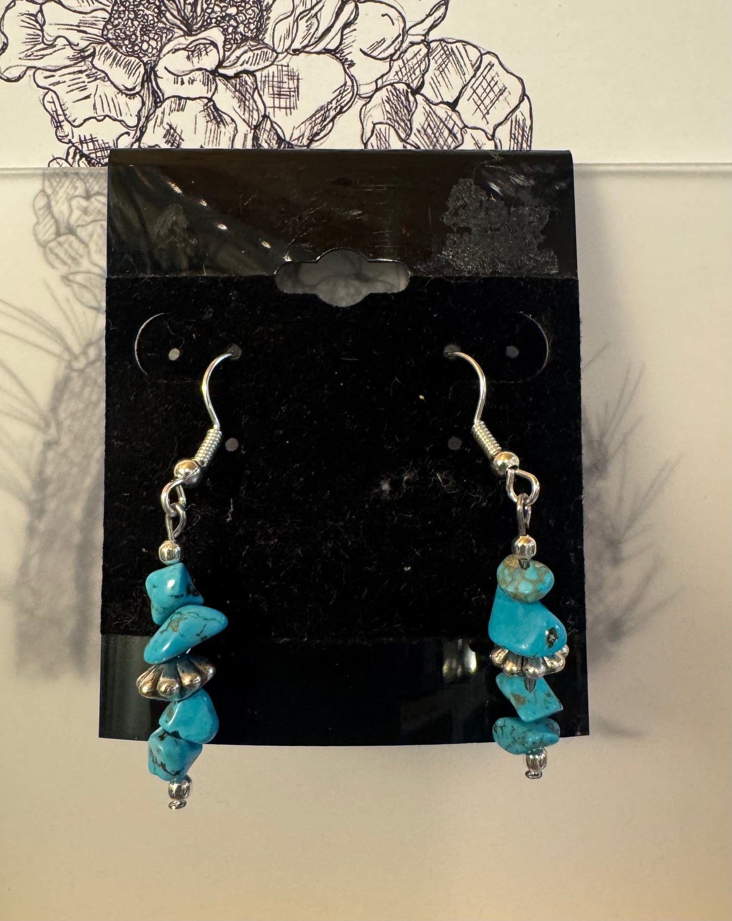 Turquoise Beaded Dangle Earrings