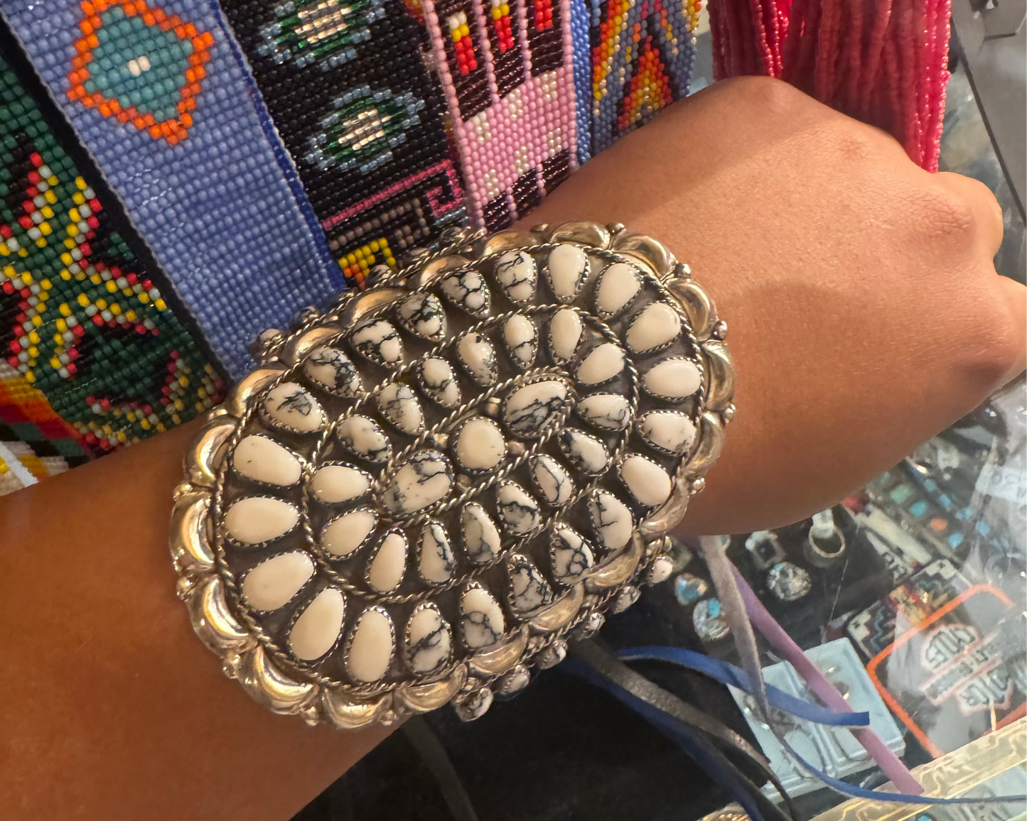 Sterling Silver White Buffalo Cuff Bracelets