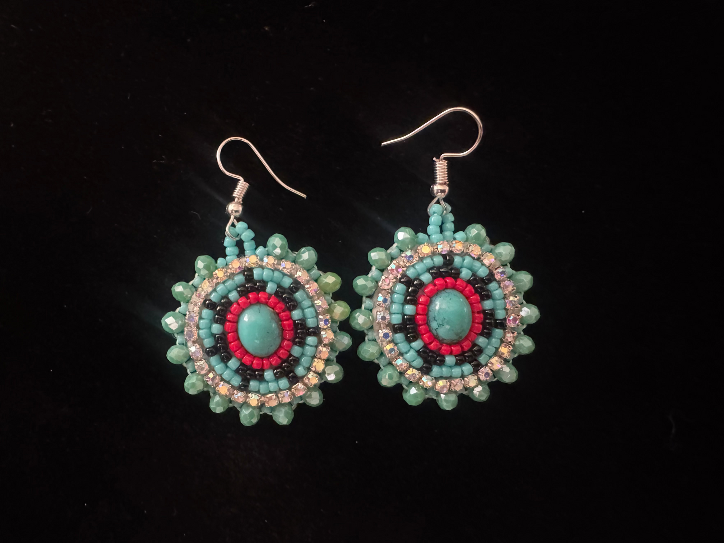 Teal Navajo Basket Design Earrings