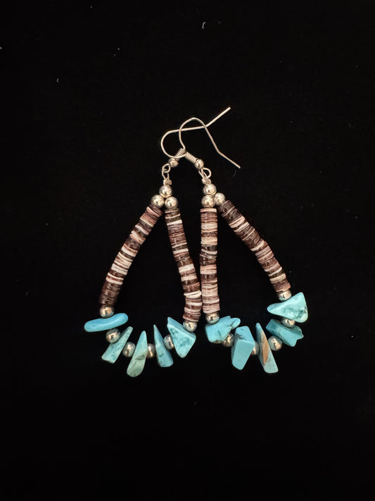 Turquoise & Heishi Beaded Hoop Earrings