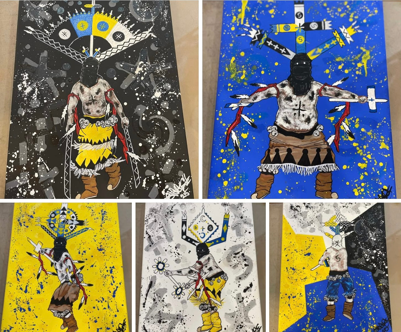 Apache Crown Dancer Painting- Set of 5