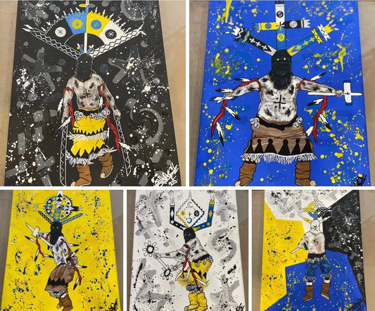 Apache Crown Dancer Painting- Set of 5