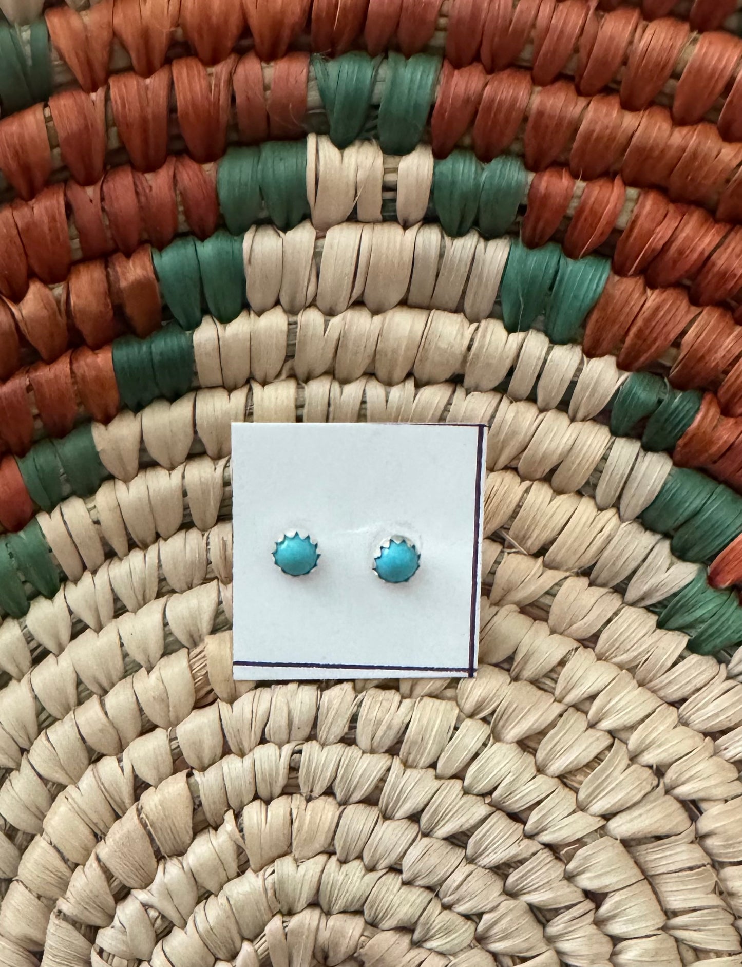Sterling Silver Round Turquoise Earring Studs