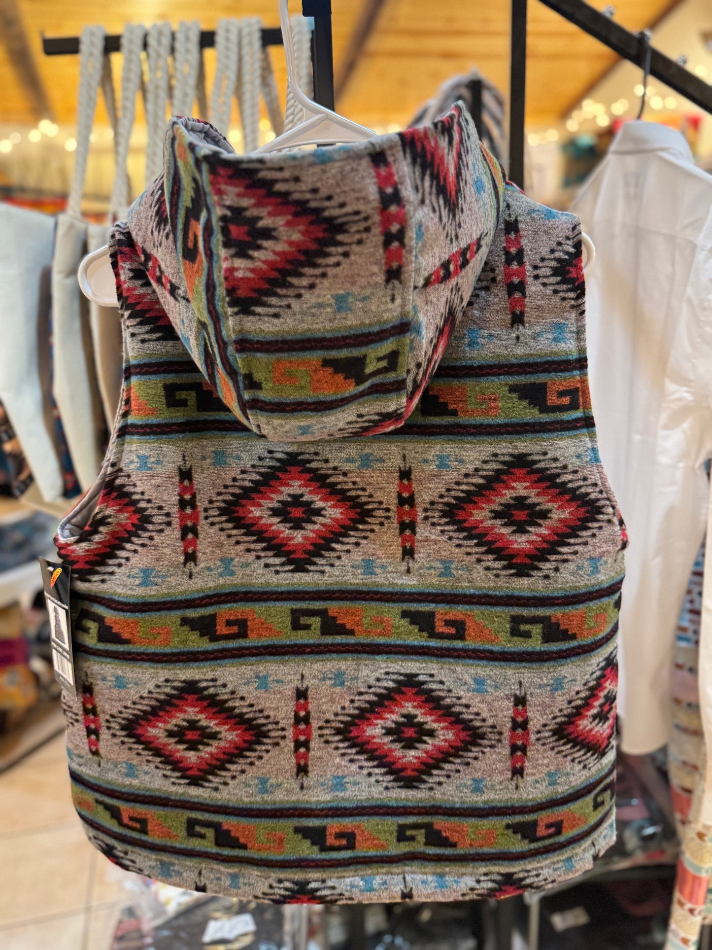 Women Flannel Vest with Hoodie