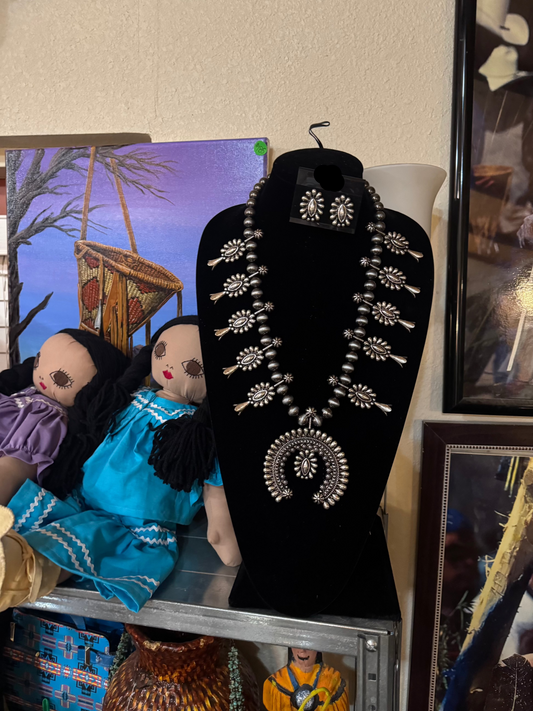 Squash Blossom Necklace With Matching Earrings