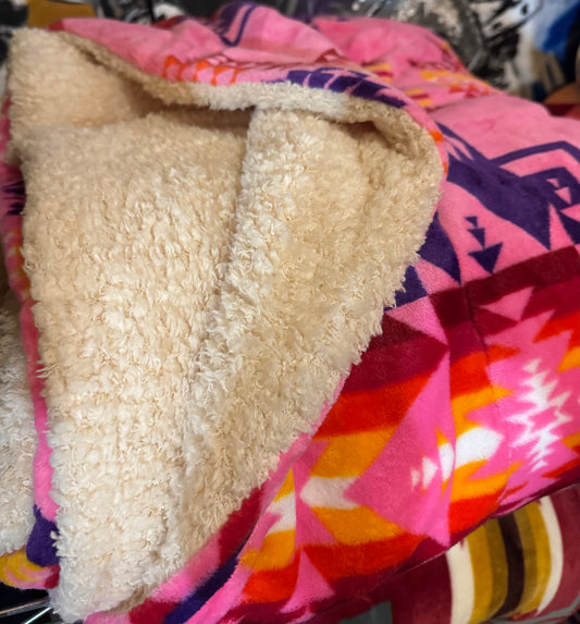 Pink Sherpa Throw Blanket