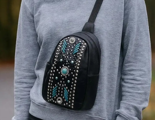 Black/Turquoise Chest Bag